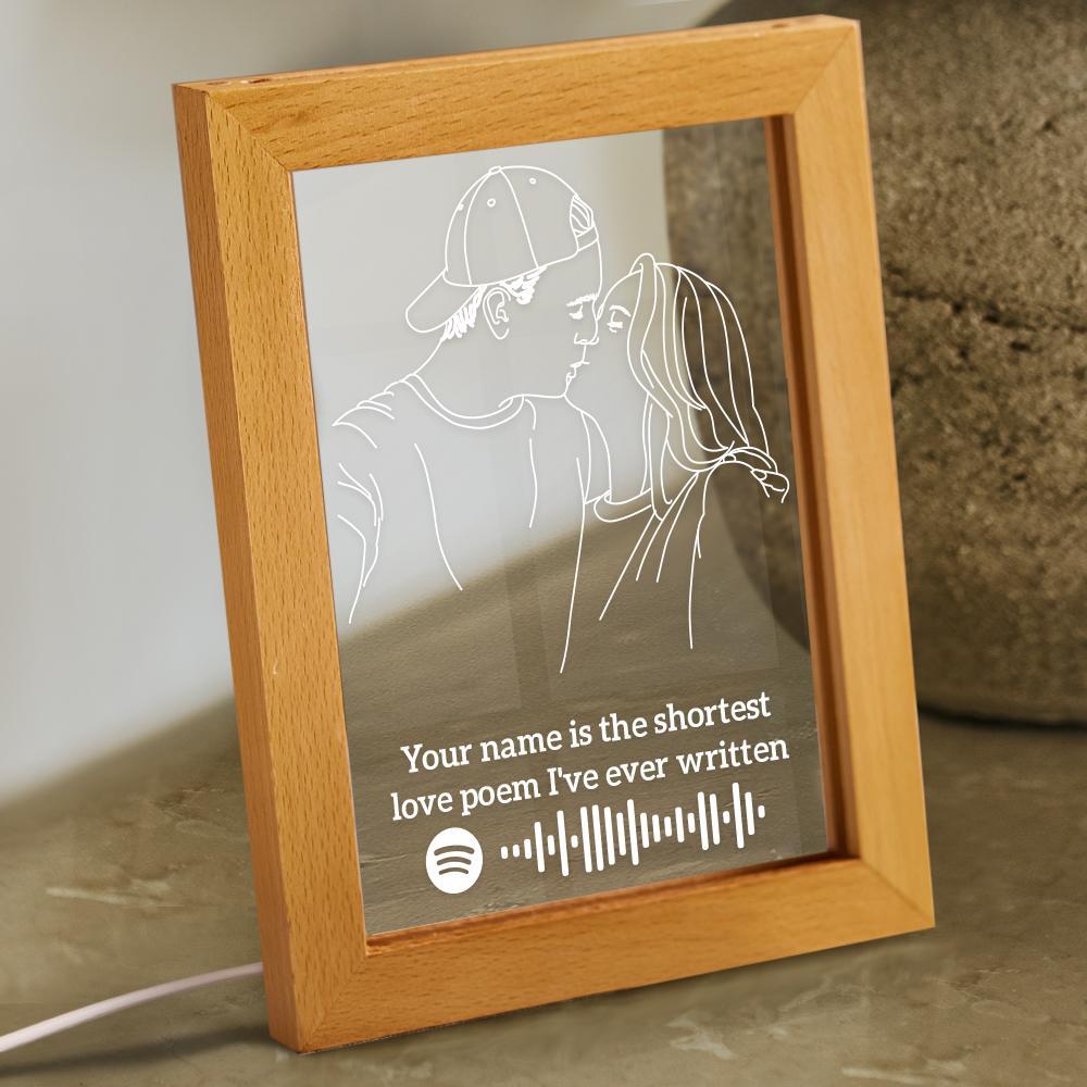 Custom 3D Photo Nignt Light Spotify Code Music Led Lamp Personalised Text Engraving Frame Gift for Lovers - soufeelmy