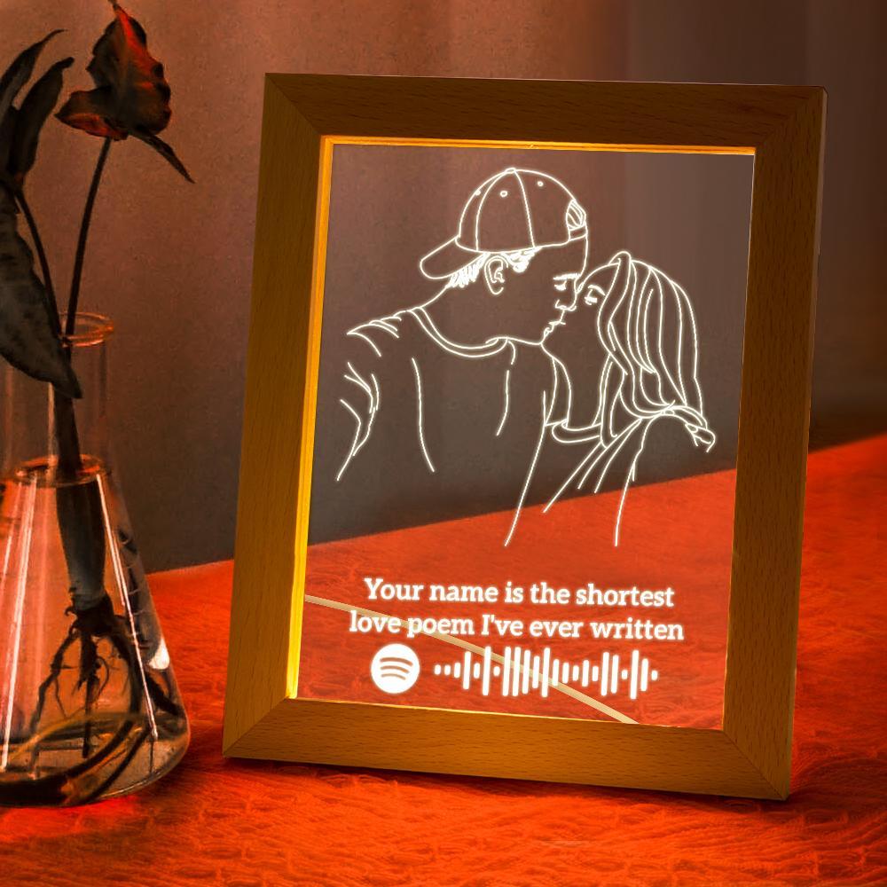 Custom 3D Photo Nignt Light Spotify Code Music Led Lamp Personalised Text Engraving Frame Gift for Lovers - soufeelmy