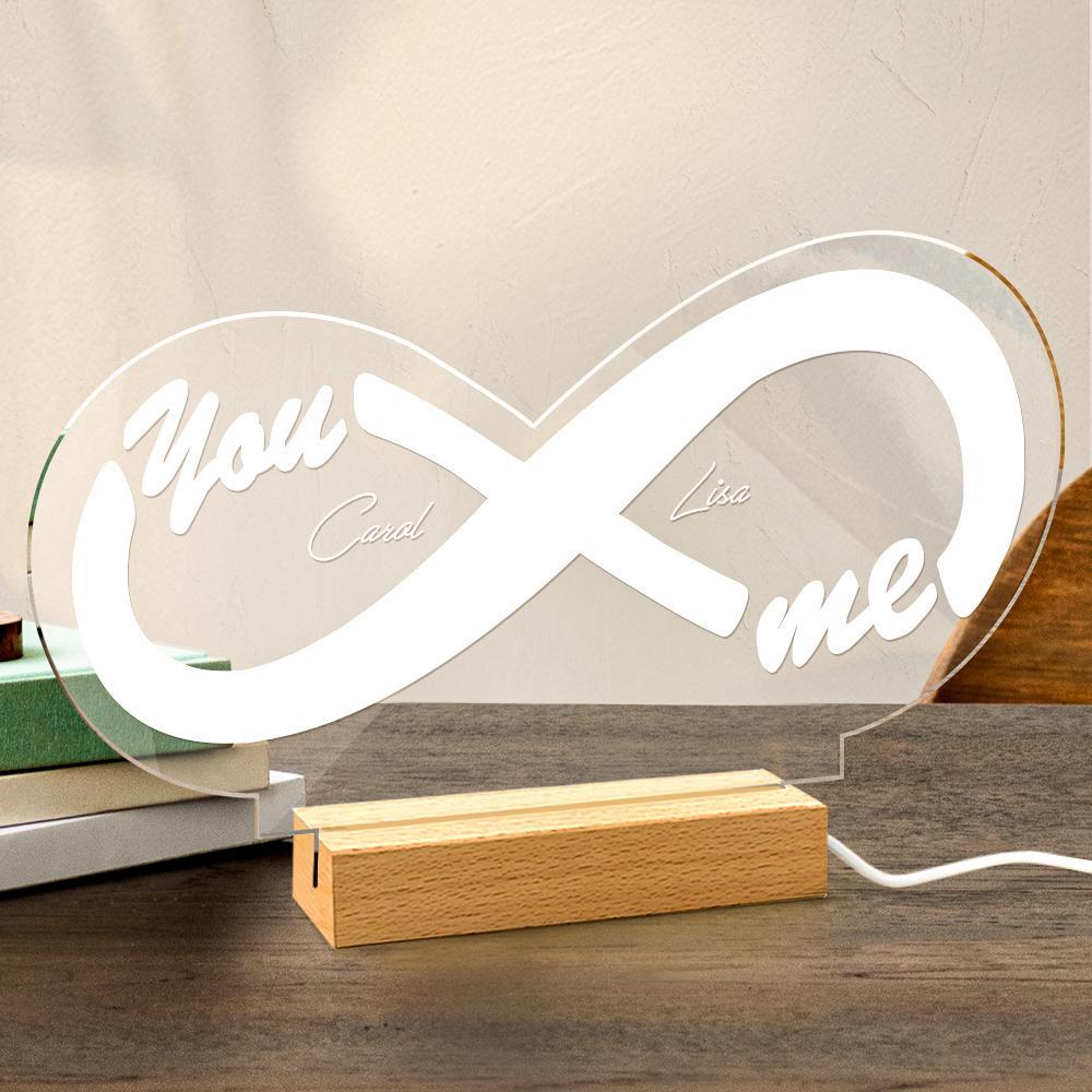 Infinity Led Night Light Personalized Neon Sign Led Lamp Acrylic Night Light Gift for Couple - soufeelmy