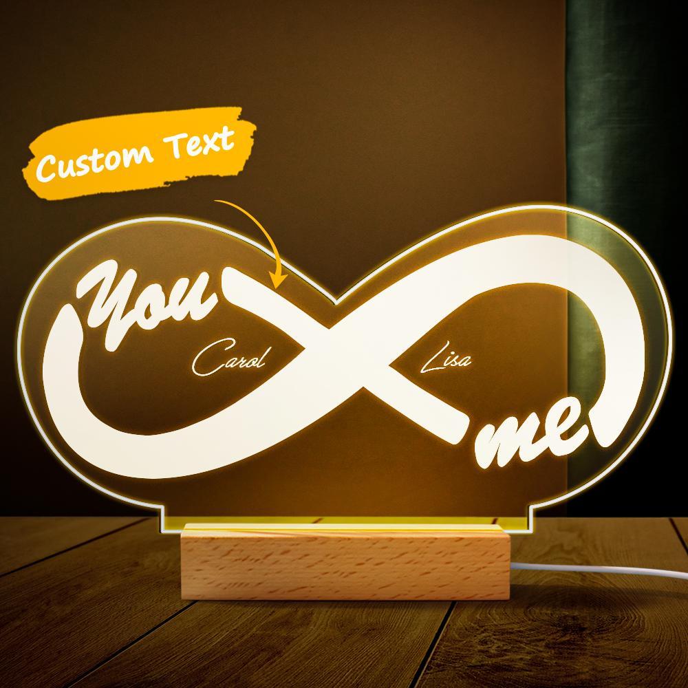 Infinity Led Night Light Personalized Neon Sign Led Lamp Acrylic Night Light Gift for Couple - soufeelmy