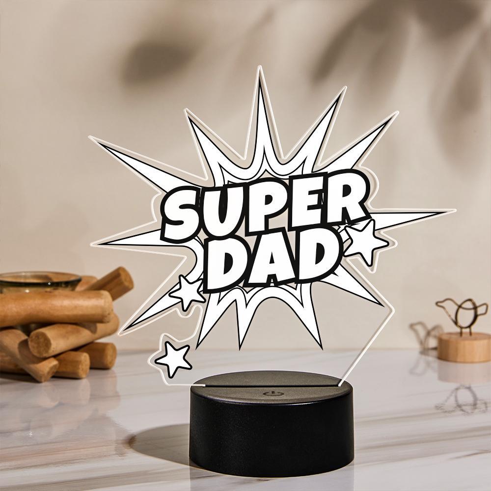 Custom 3D Photo Lamp Led Personalized Super Dad Colorful Night Light Gift for Dad - soufeelmy