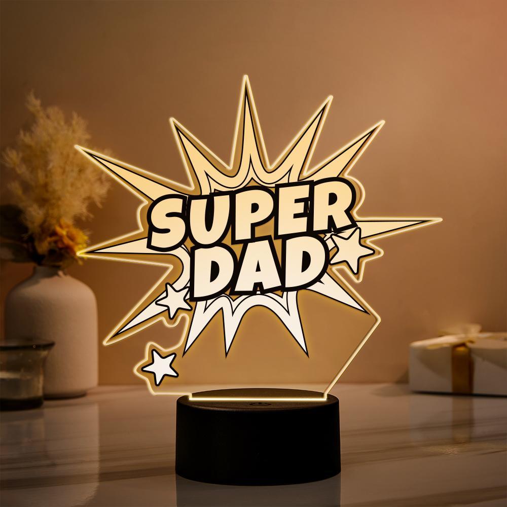 Custom 3D Photo Lamp Led Personalized Super Dad Colorful Night Light Gift for Dad - soufeelmy
