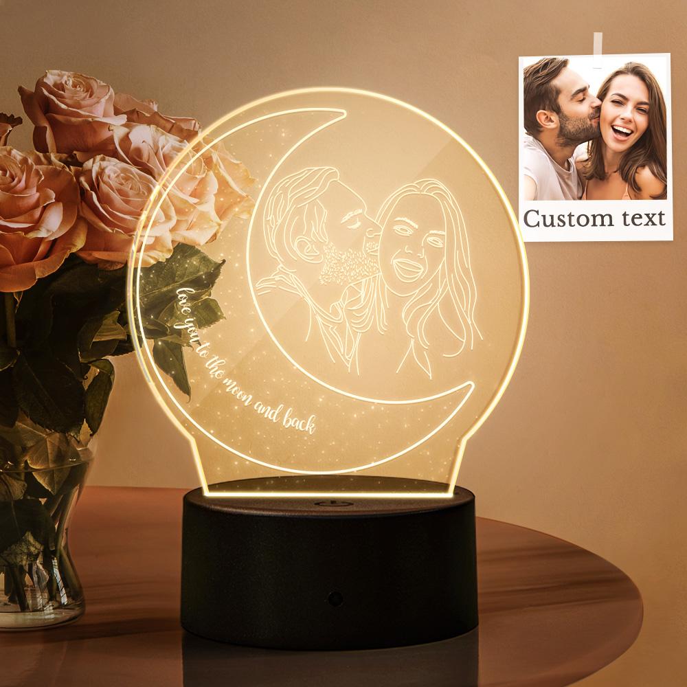 Custom 3D Photo Lamp Led Personalized Moon Colorful Night Light Couple Gift - soufeelmy