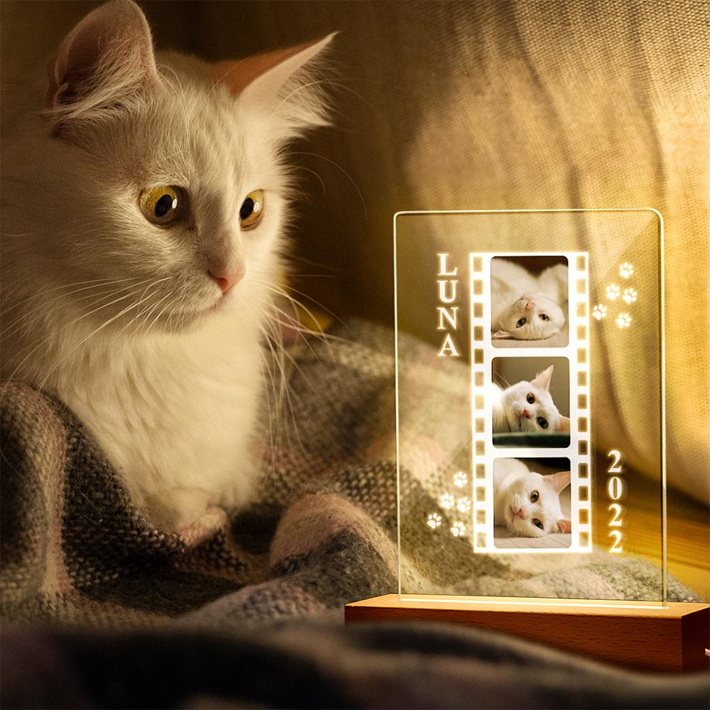 Custom Cat Photo Lamp as Cat Lover Gift Personalized Gift Photo Pet Portrait Bedside Lamp - soufeelmy