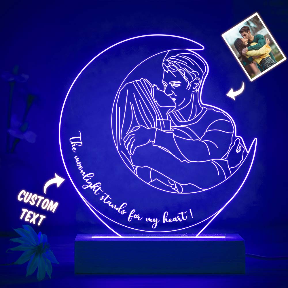 Personalized Moon Design Photo Night Light Custom Engraved 3D Lamp 7 Colors Acrylic Night Light Unique Gifts - soufeelmy