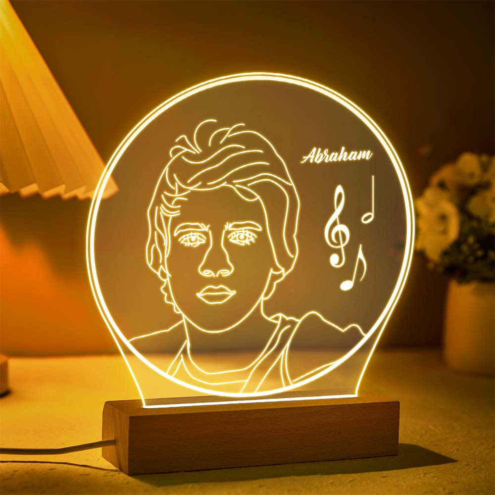 Personalized Musical Note Photo Night Light Custom Engraved 3D Lamp 7 Colors Acrylic Night Light Birthday Gifts - soufeelmy