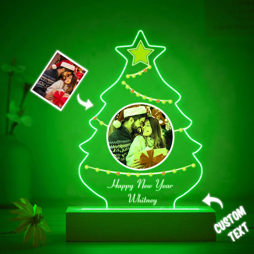 Personalized Christmas Tree Photo Night Light Custom Engraved 3D Lamp 7 Colors Acrylic Night Light Christmas Day Gifts - soufeelmy