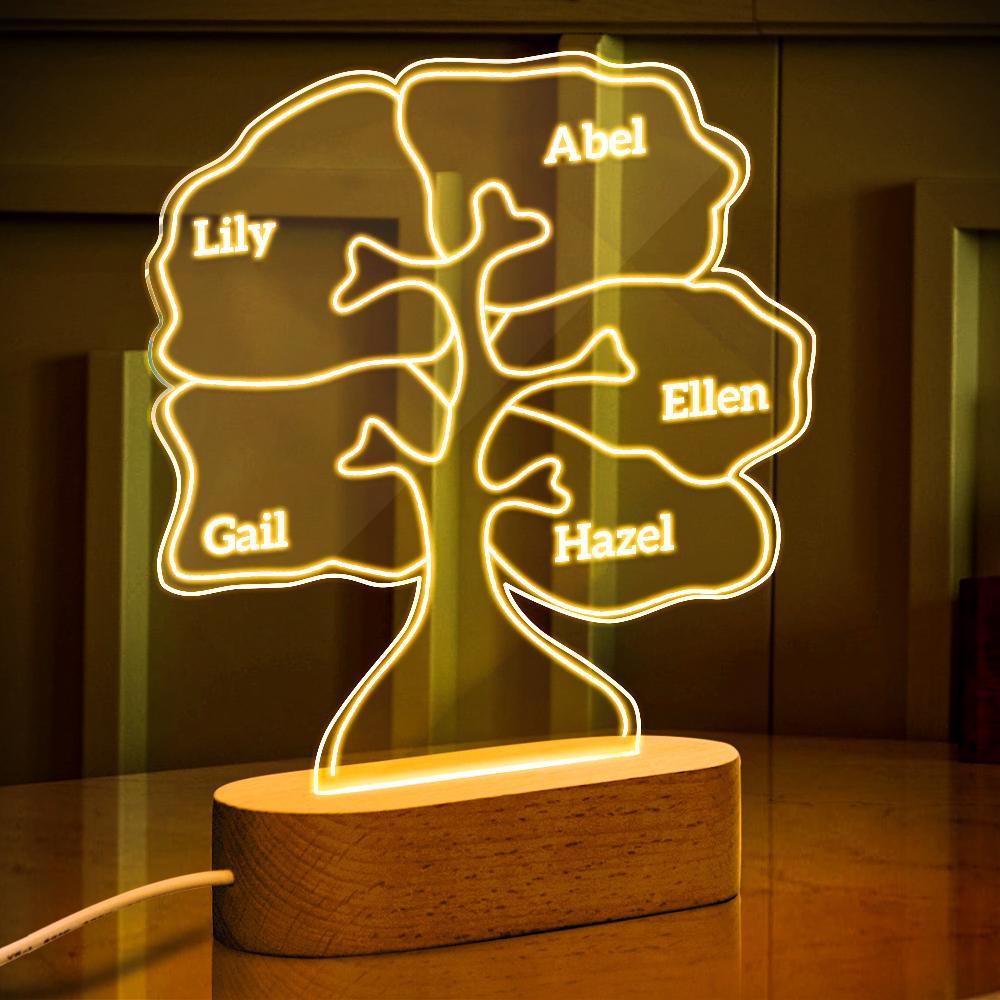 Personalized can be customized with multiple names night light family tree - soufeelmy