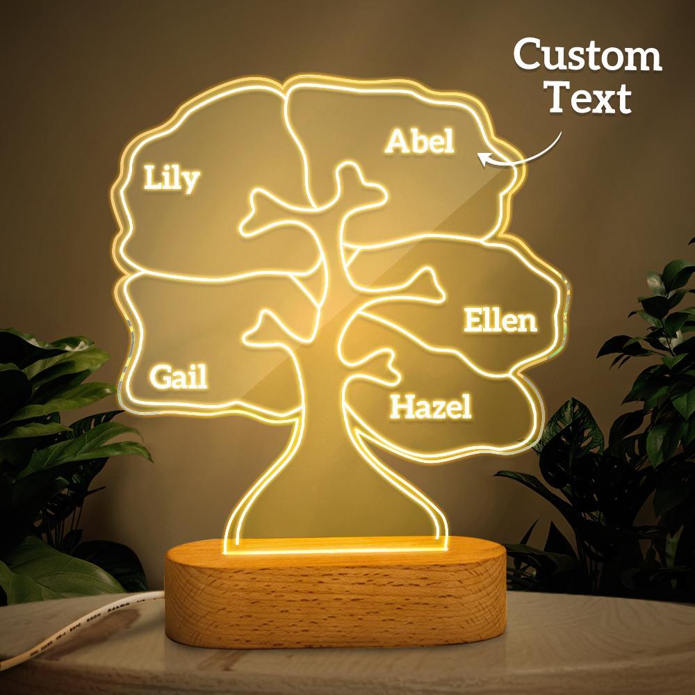 Personalized can be customized with multiple names night light family tree - soufeelmy