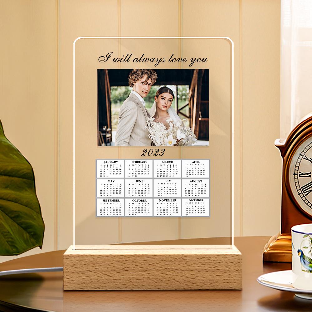 Custom Acrylic Calendar Personalized Night Light with Your Photo Gifts for Couples - soufeelmy