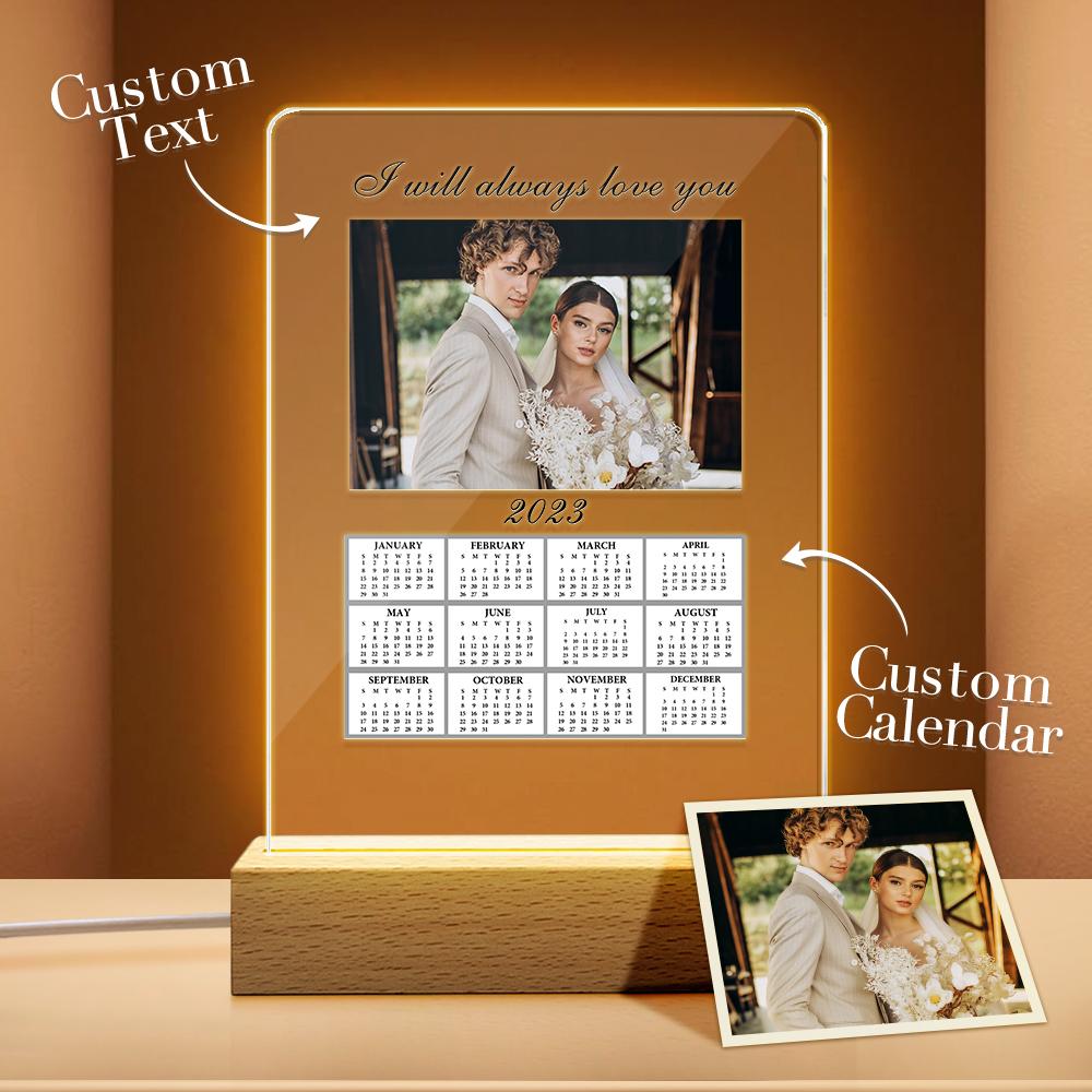 Custom Acrylic Calendar Personalized Night Light with Your Photo Gifts for Couples - soufeelmy