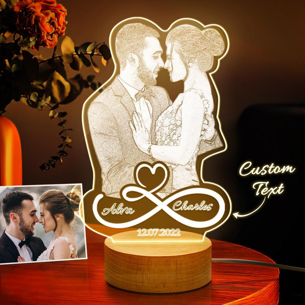 Personalized Infinity Symbol Photo Night Light, Personalized Night Light Gift for Lovers - soufeelmy