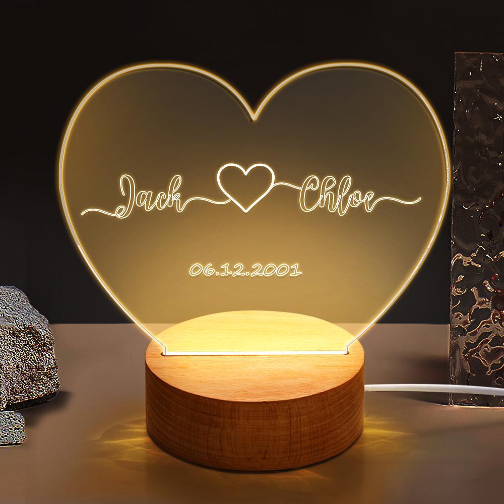 custom night light for his gift name and date engagement gift - soufeelmy