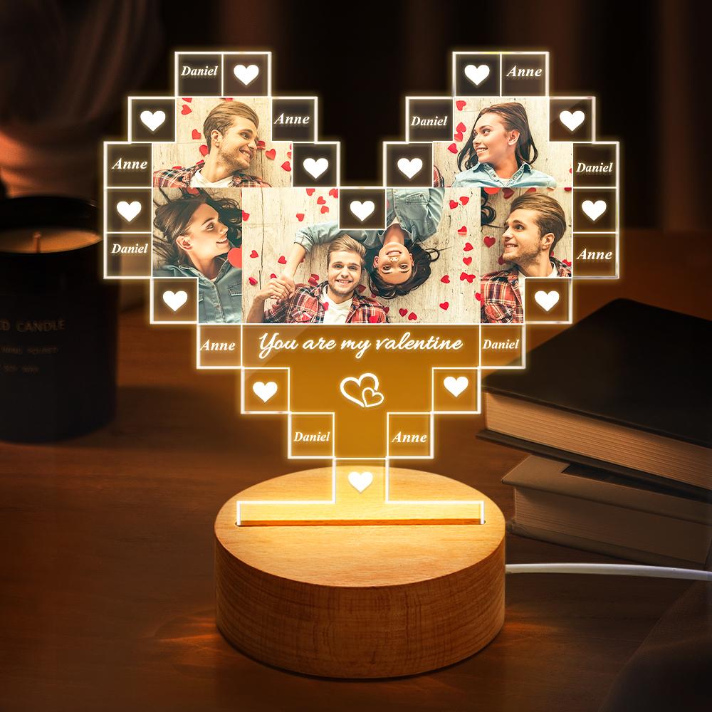 Personalized Heart Shaped Photo Acrylic 3D Lamp Best Gift for Her - soufeelmy