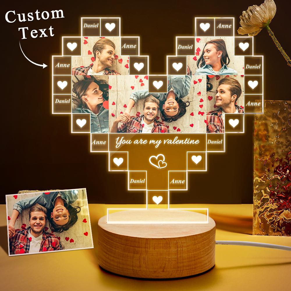 Personalized Heart Shaped Photo Acrylic 3D Lamp Best Gift for Her - soufeelmy