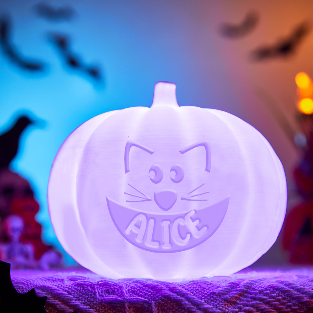 Personalized Halloween Pumpkin Light Custom Cat Light Custom Light Up Jack-o-lantern Halloween Decor - soufeelmy