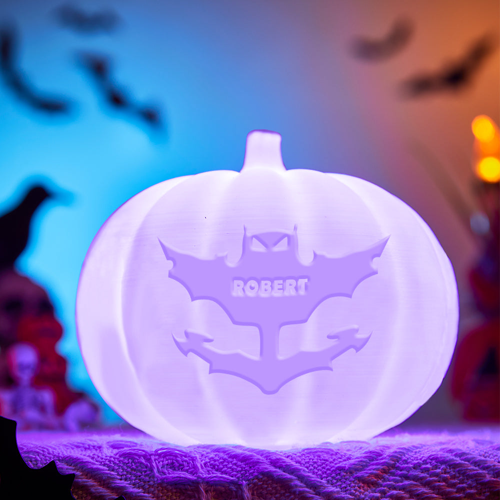 Personalized Halloween Pumpkin Light Custom Bat Light Custom Light Up Jack-o-lantern Halloween Decor - soufeelmy