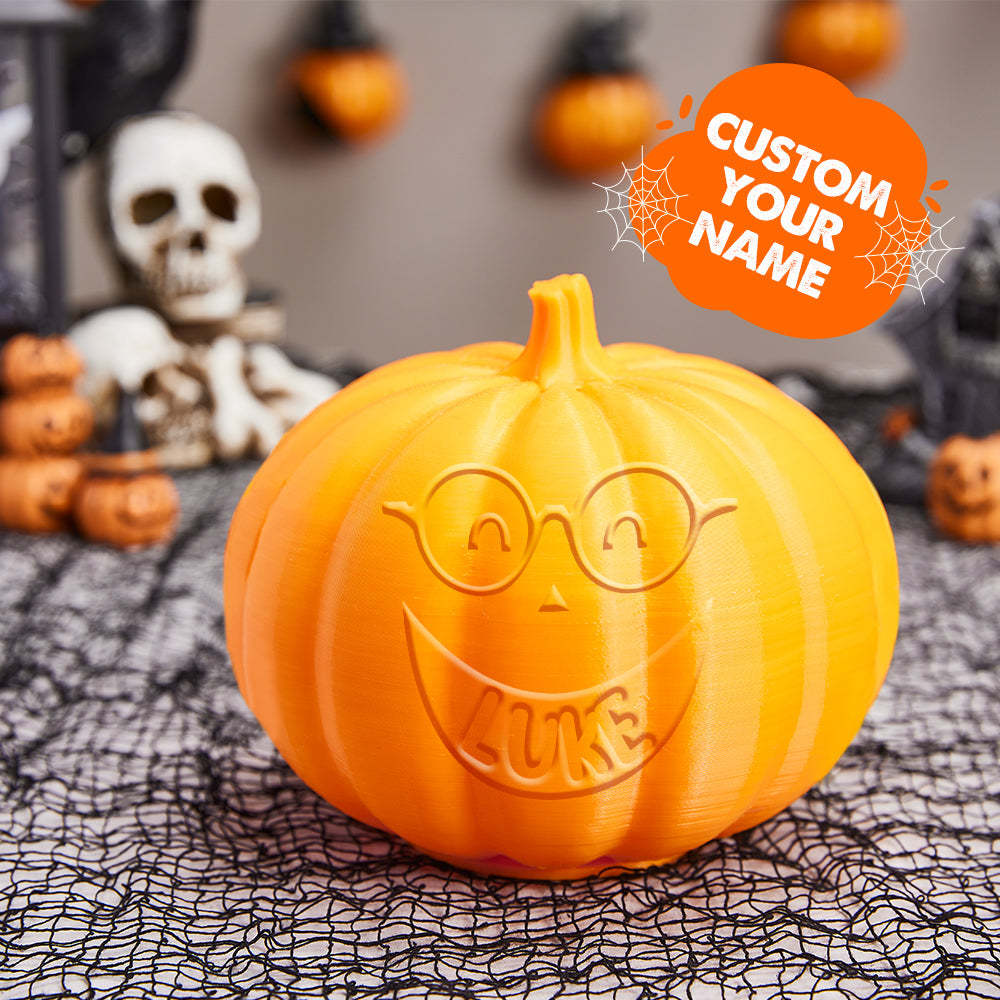 Personalized Halloween Pumpkin Light Custom Round Glasses Light Custom Light Up Jack-o-lantern Halloween Decor - soufeelmy