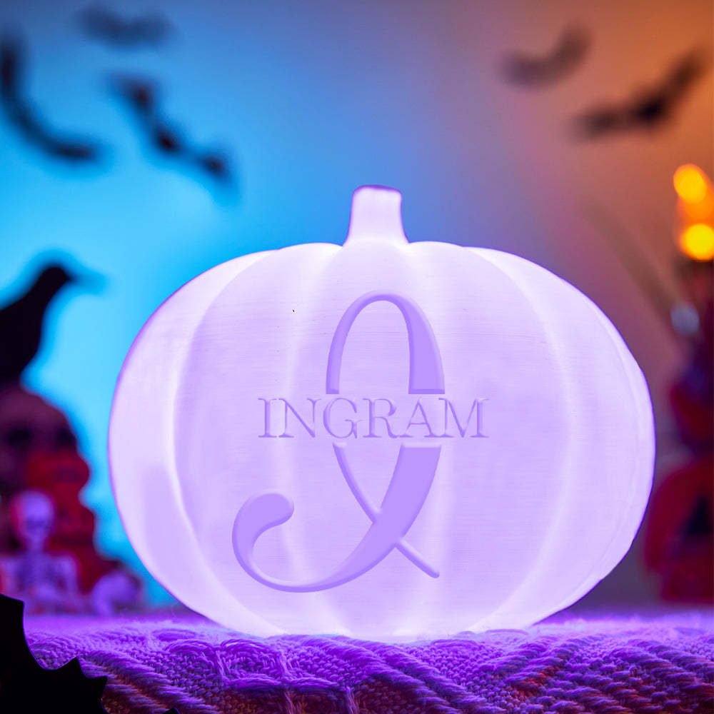 Personalized Halloween Pumpkin Light Custom Name Light Custom Light Up Jack-o-lantern Halloween Decor - I - soufeelmy