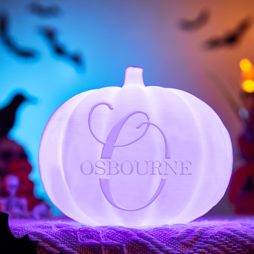 Personalized Halloween Pumpkin Light Custom Name Light Custom Light Up Jack-o-lantern Halloween Pumpkin Decor - O - soufeelmy