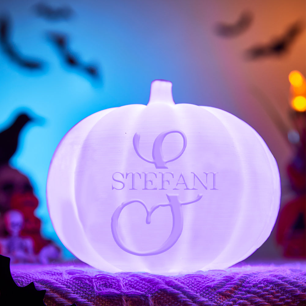Personalized Halloween Pumpkin Light Custom Name Light Custom Light Up Jack-o-lantern Halloween Decor - S - soufeelmy