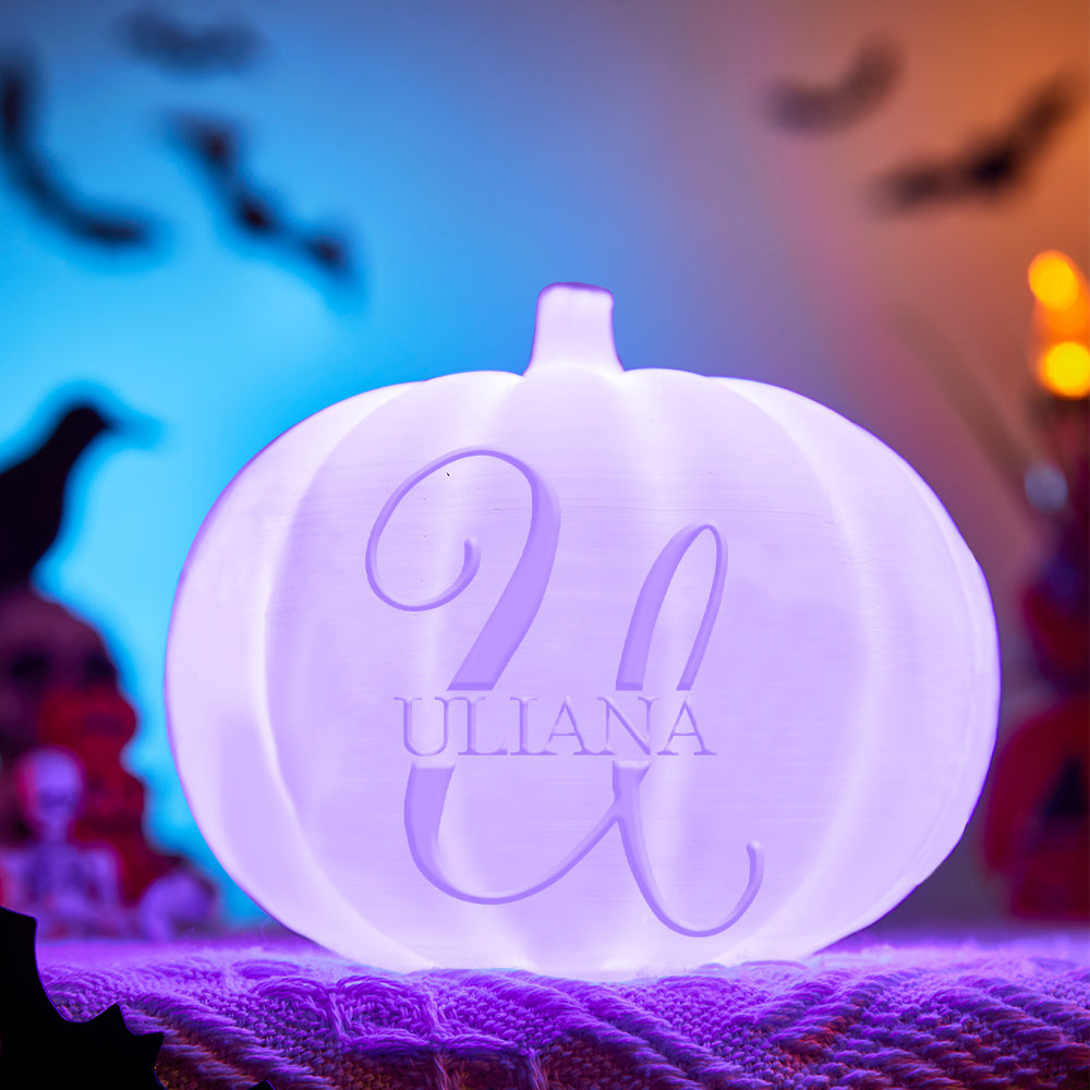 Personalized Halloween Pumpkin Light Custom Name Light Custom Light Up Jack-o-lantern Halloween Decor - U - soufeelmy