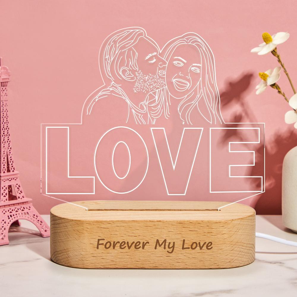 Custom Hand-drawing 3D Photo Night Light for Bedroom Personalized Lamp Led Gift for Lovers - soufeelmy