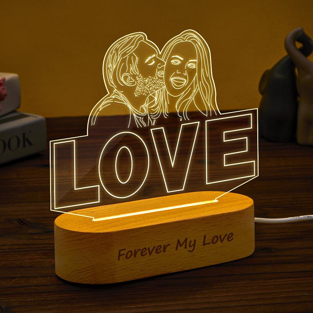 Custom Hand-drawing 3D Photo Night Light for Bedroom Personalized Lamp Led Gift for Lovers - soufeelmy