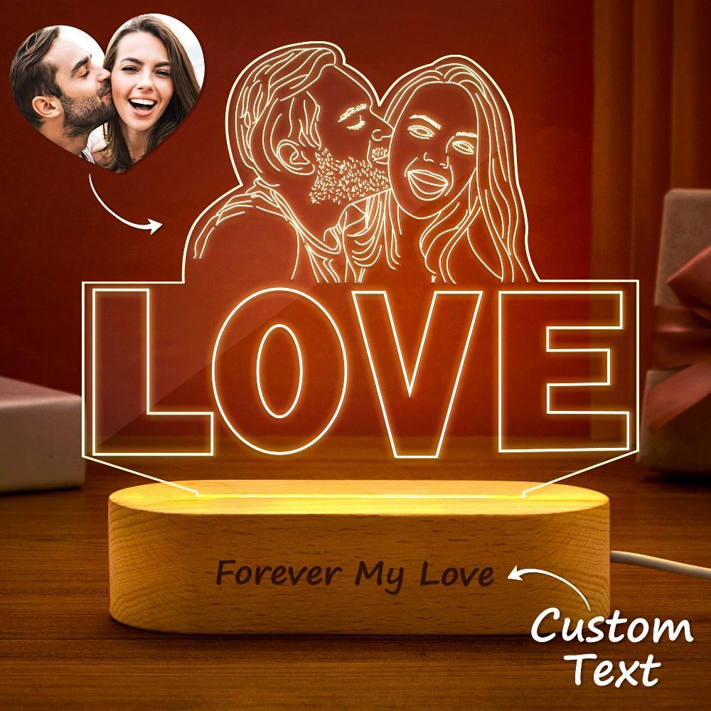 Custom Hand-drawing 3D Photo Night Light for Bedroom Personalized Lamp Led Gift for Lovers - soufeelmy