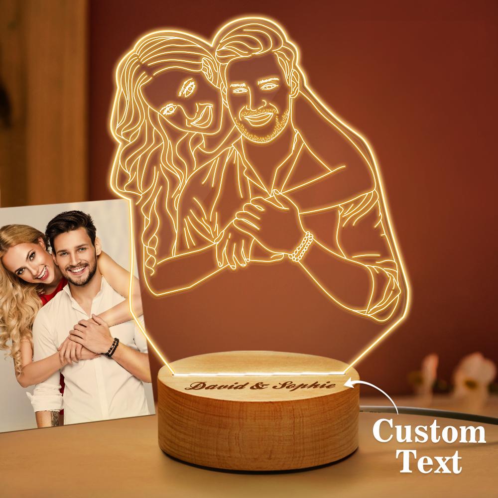 Custom 3D Photo Lamp Line Art Photo Lamp Engraving Night Light Unique Gift for Her - soufeelmy