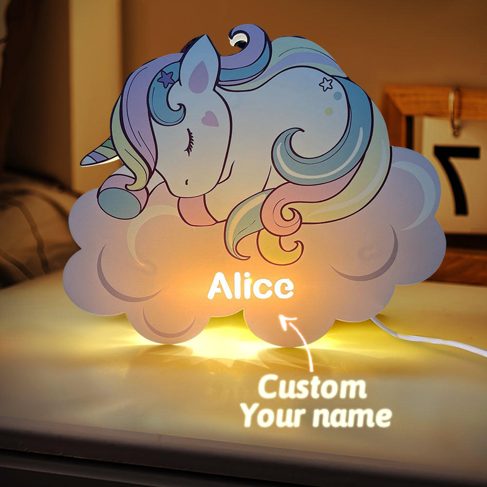 Personalized Name Unicorn Wall Light for Kids Room Birthday Gift for Kids - soufeelmy