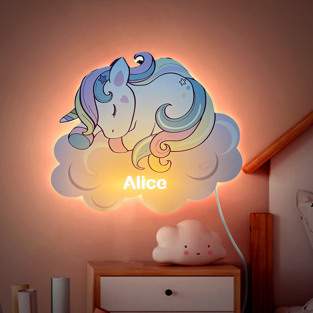 Personalized Name Unicorn Wall Light for Kids Room Birthday Gift for Kids - soufeelmy