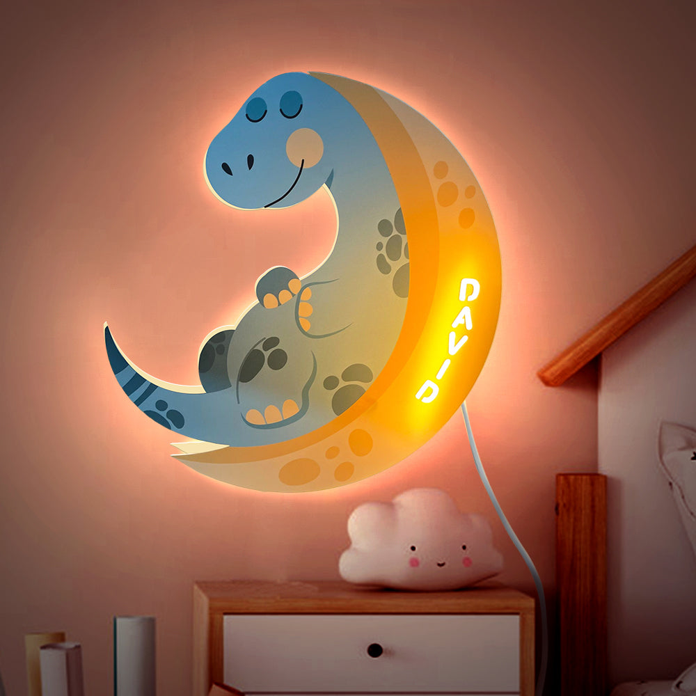 Personalized Name Dinosaur Wall Light for Kids Room Birthday Gift for Kids - soufeelmy