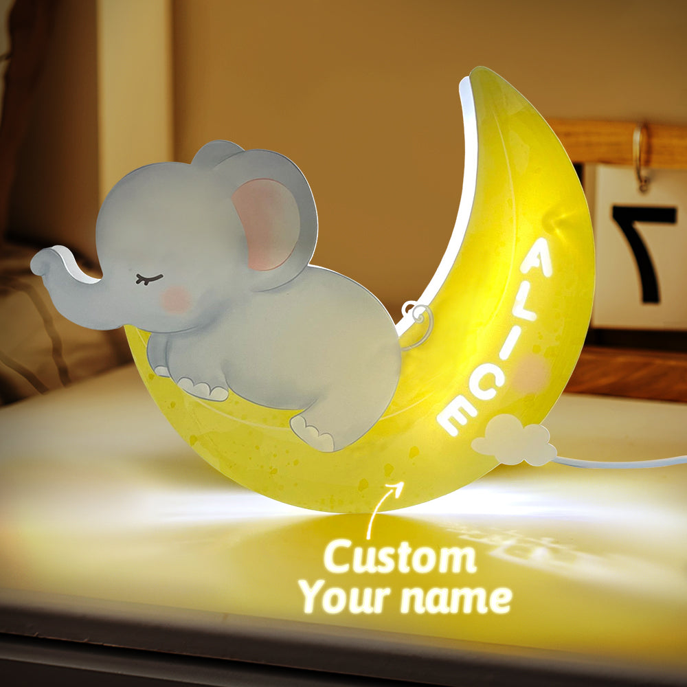Personalized Name Elephant Wall Light for Kids Room Birthday Gift for Kids - soufeelmy
