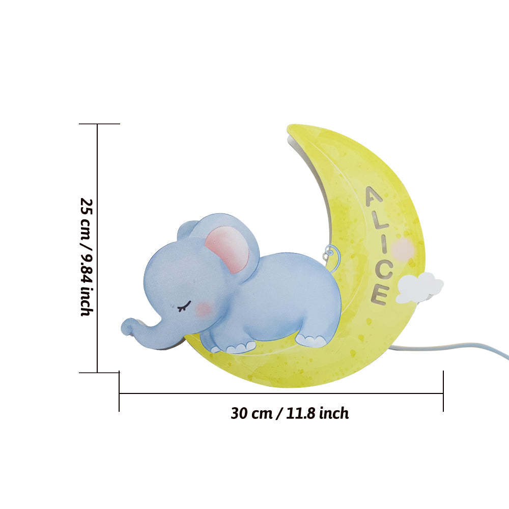 Personalized Name Elephant Wall Light for Kids Room Birthday Gift for Kids - soufeelmy