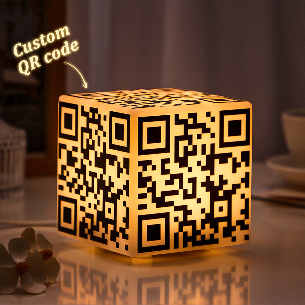 Scannable QR Code CUBE Night Light with Your Photo or Text Personalized Gift for Her - soufeelmy