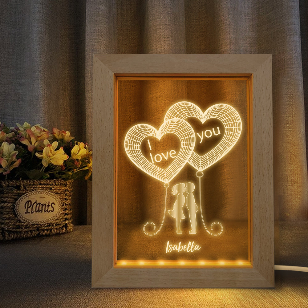 Custom Wooden Frame Light Personalized 3D Couple Night Light Gift - soufeelmy
