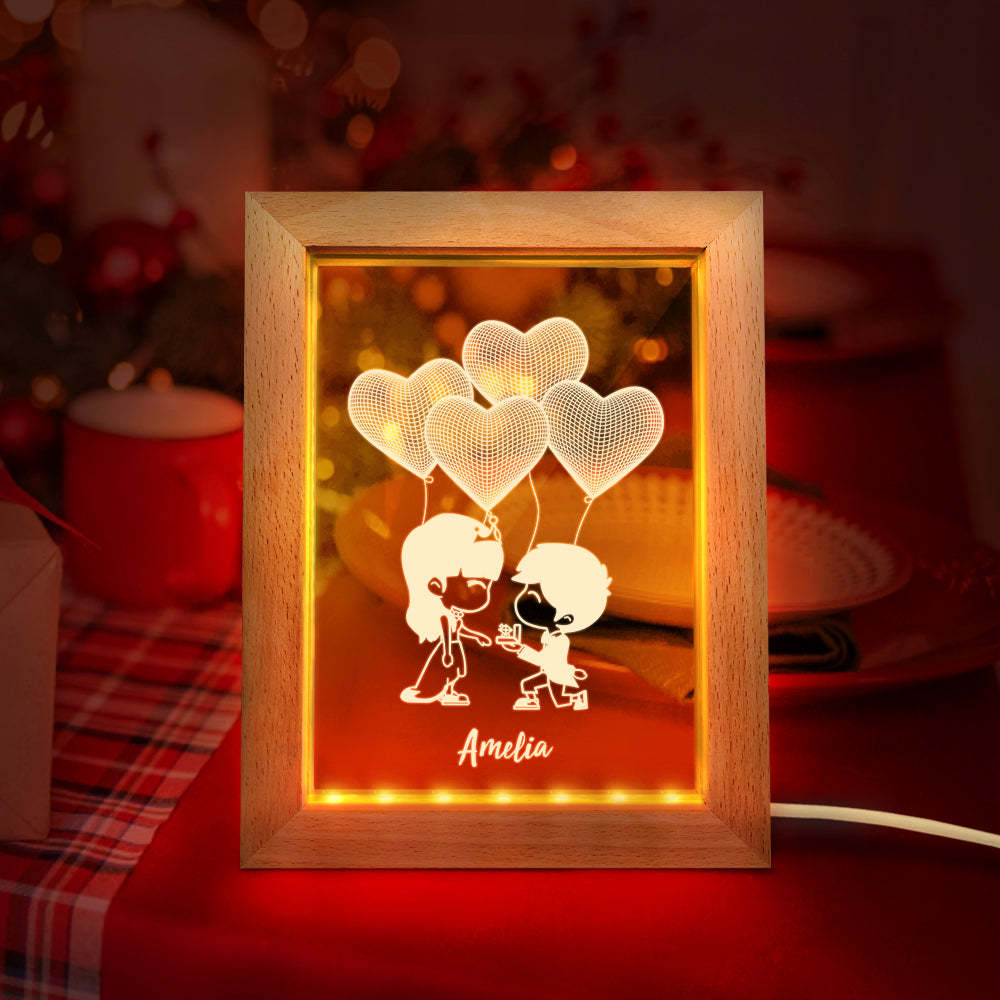 Custom 3D Night Light Personalized Heart Wooden Frame Light Gift - soufeelmy