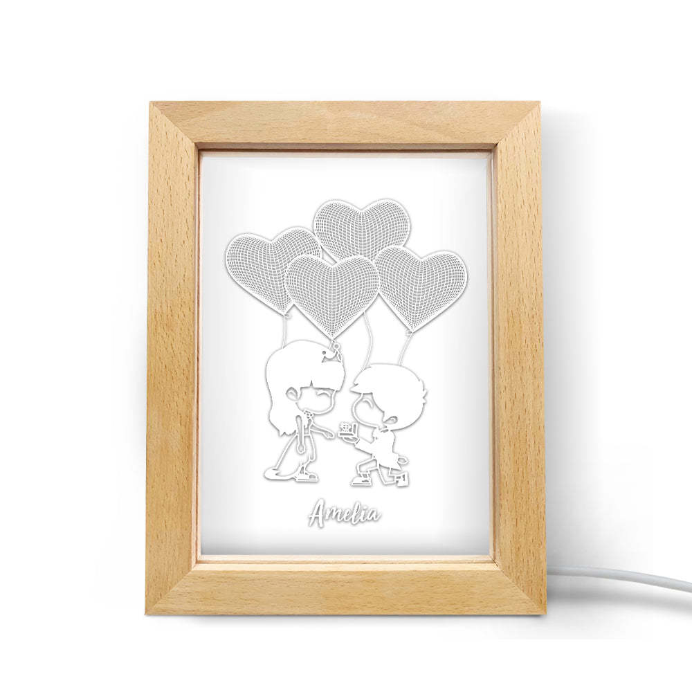 Custom 3D Night Light Personalized Heart Wooden Frame Light Gift - soufeelmy