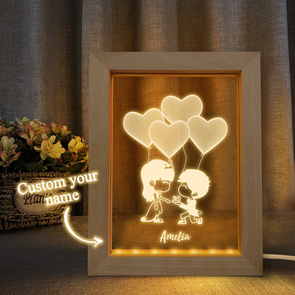 Custom 3D Night Light Personalized Heart Wooden Frame Light Gift - soufeelmy