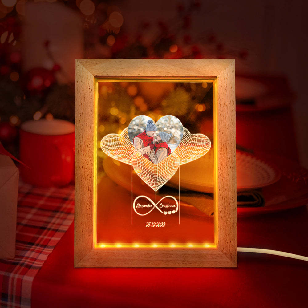 Custom Photo Night Light Personalized 3D Infinity Wooden Frame Lamp Gift - soufeelmy