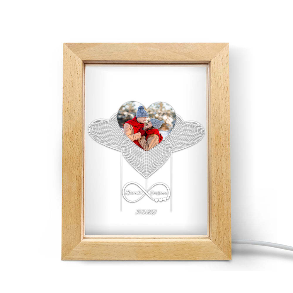 Custom Photo Night Light Personalized 3D Infinity Wooden Frame Lamp Gift - soufeelmy
