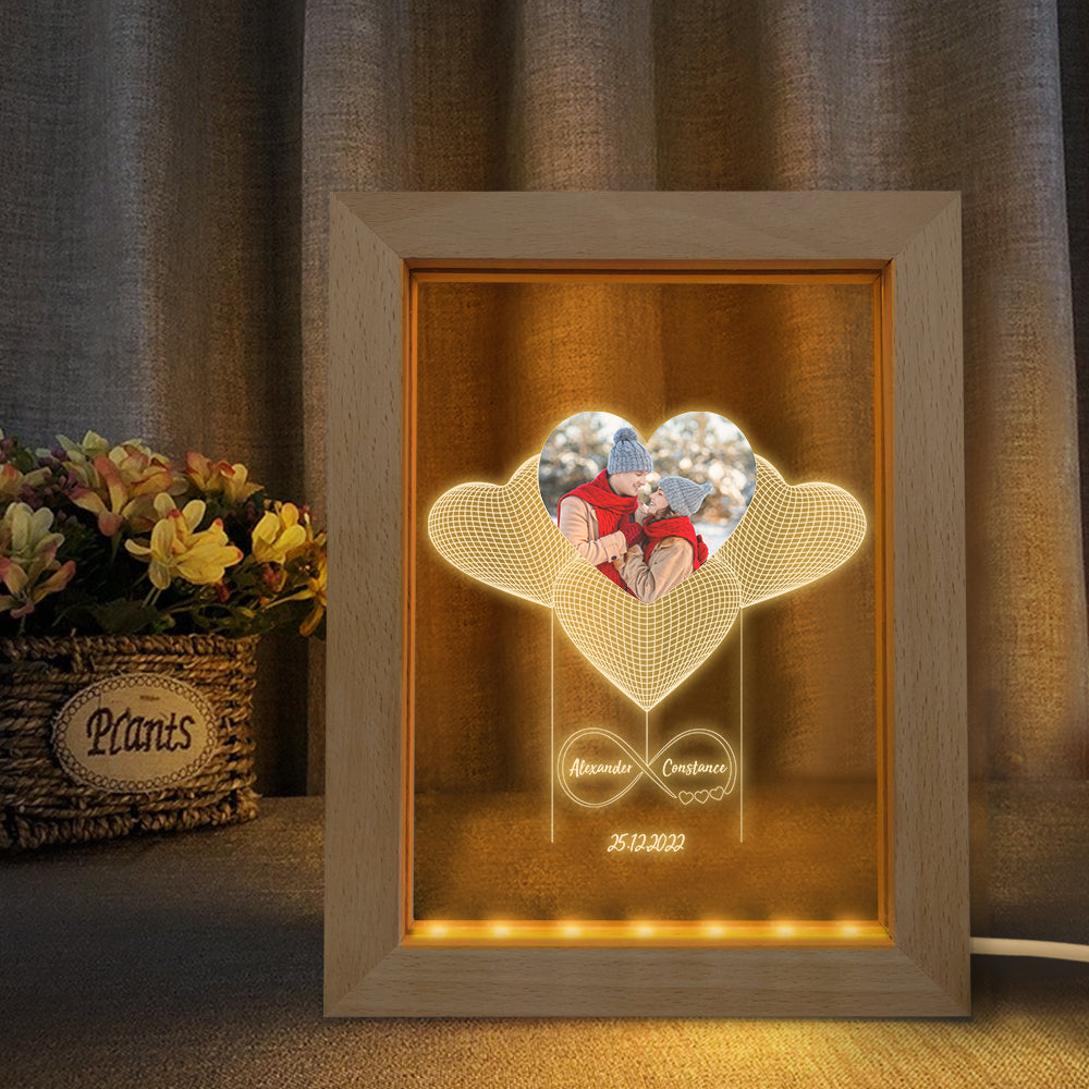 Custom Photo Night Light Personalized 3D Infinity Wooden Frame Lamp Gift - soufeelmy