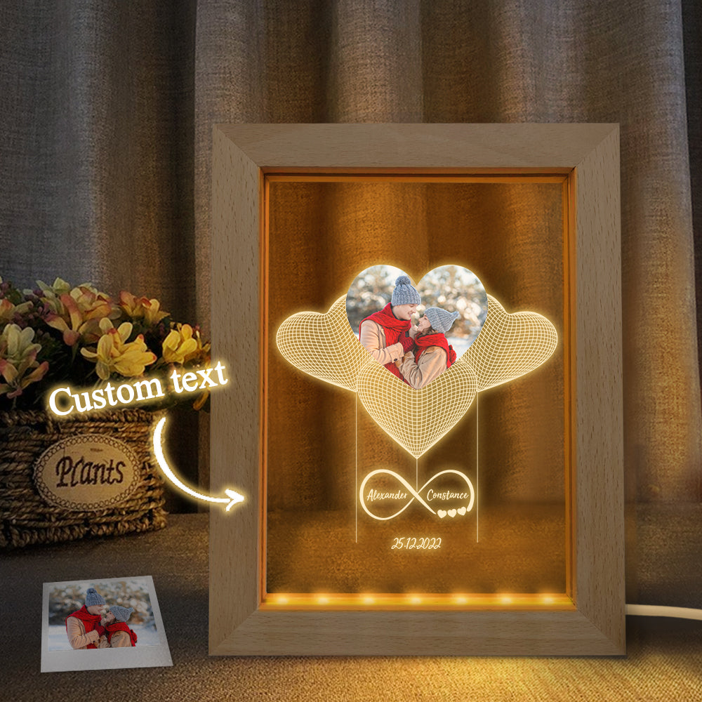 Custom Photo Night Light Personalized 3D Infinity Wooden Frame Lamp Gift - soufeelmy