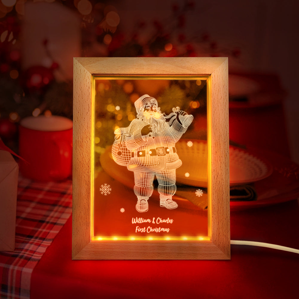 Custom Christmas Night Light Personalized 3D Santa Claus Wooden Frame Lamp Gift - soufeelmy
