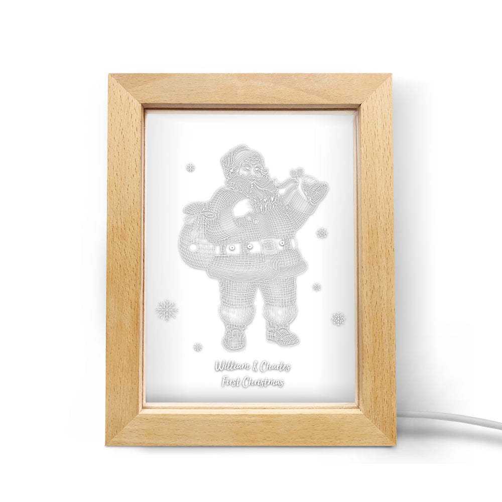 Custom Christmas Night Light Personalized 3D Santa Claus Wooden Frame Lamp Gift - soufeelmy