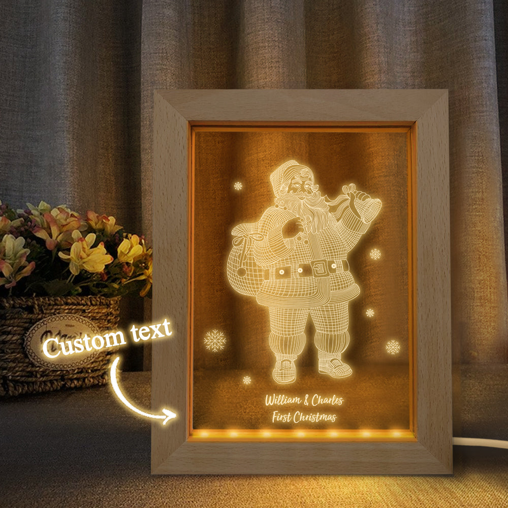Custom Christmas Night Light Personalized 3D Santa Claus Wooden Frame Lamp Gift - soufeelmy