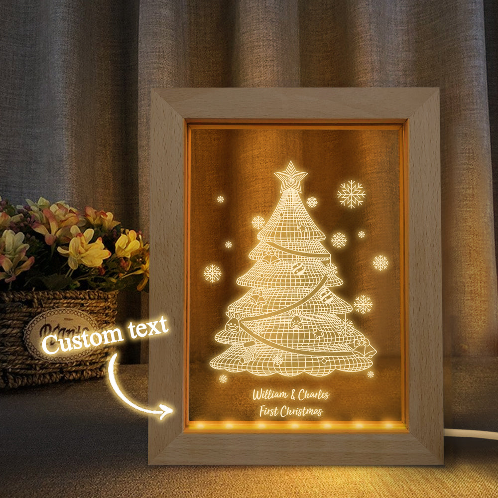 Custom Christmas Night Light Personalized 3D Christmas Tree Wooden Frame Lamp Gift - soufeelmy