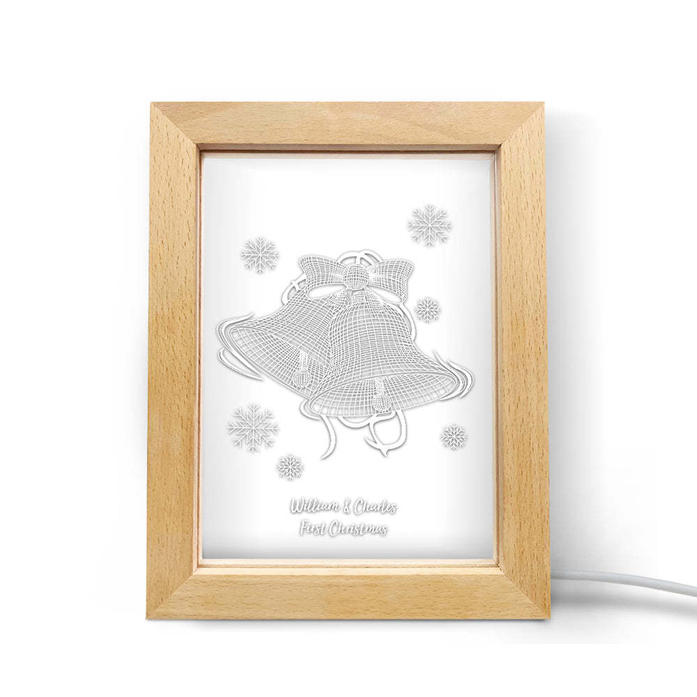 Custom Christmas Night Light Personalized 3D Christmas Bell Wooden Frame Lamp Gift - soufeelmy