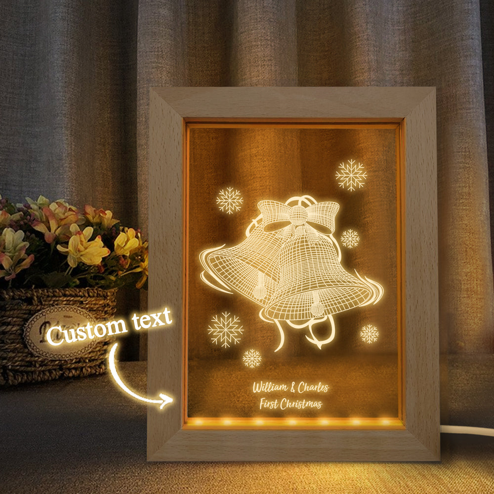 Custom Christmas Night Light Personalized 3D Christmas Bell Wooden Frame Lamp Gift - soufeelmy